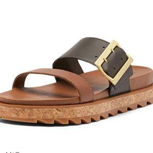 Sorel Roaming Slide Sandals Tan/Mossy Green Women's Size 10.5 NWOB